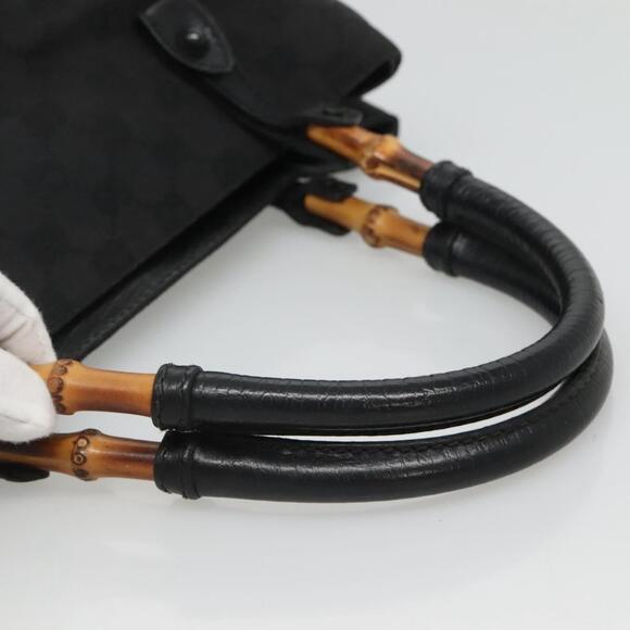 GUCCI GG Canvas Bamboo Tote Bag Black - Picture 7 of 16